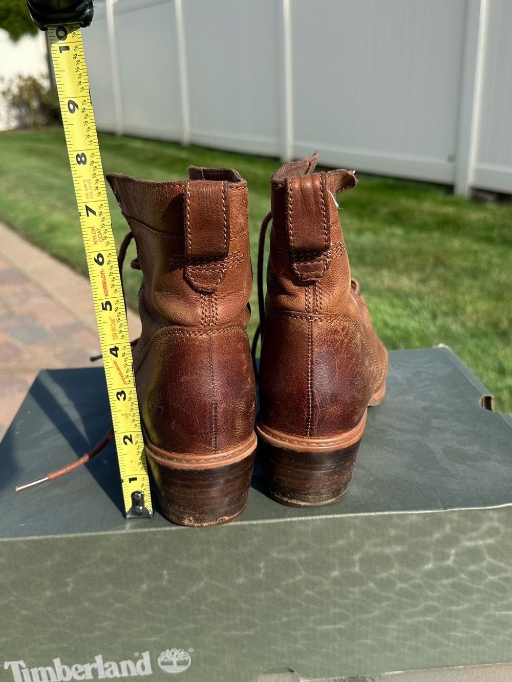 Timberland Brown Leather Lace-Up Combat Boots - Picture 2 of 6
